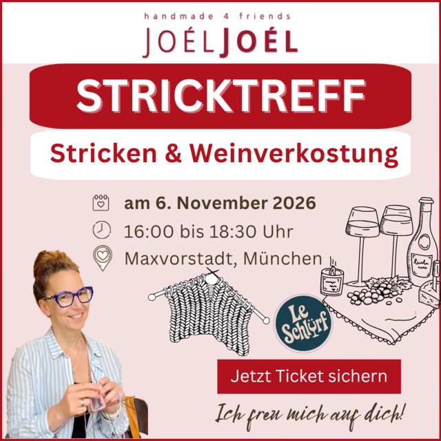 Stricktreff & Weinverkostung: 06.11.2026, 16:00 bis 18:30 Uhr
