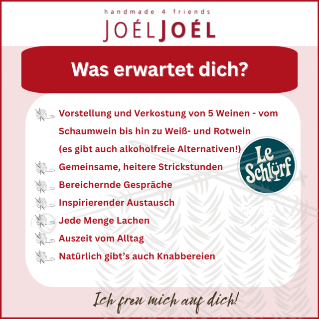 Stricktreff & Weinverkostung: 06.11.2026, 16:00 bis 18:30 Uhr – Bild 2