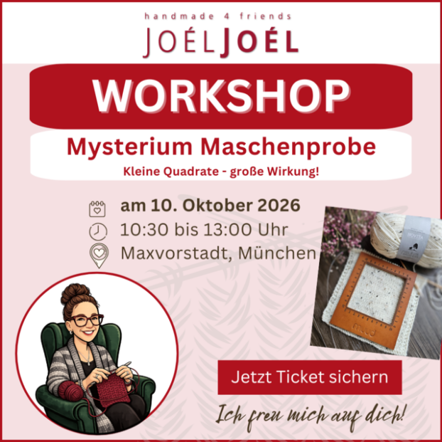 Workshop: Mysterium Maschenprobe am 10.10.2026, 10:30 bis 13:00 Uhr