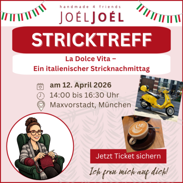 Teilnahme am Stricktreff: 12.04.2026, 14:00 bis 16:30 Uhr